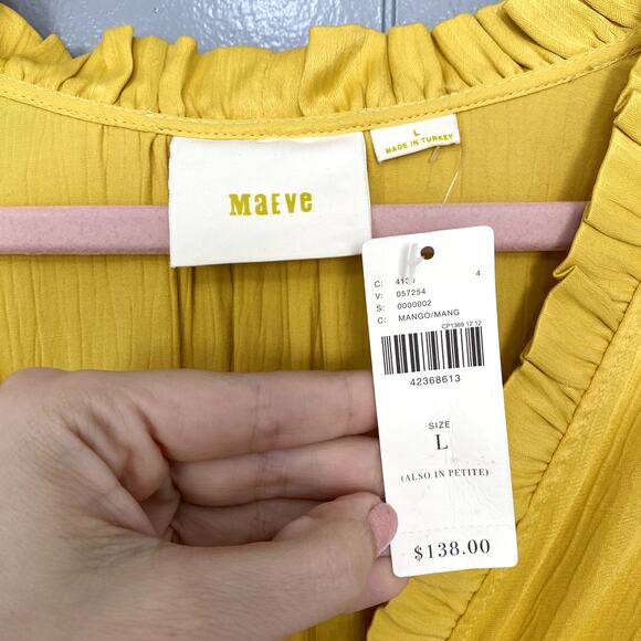 NEW Anthropologie Maeve La Habana Mango Yellow Ruffle Sleeveless Midi Dress L - Picture 5 of 10